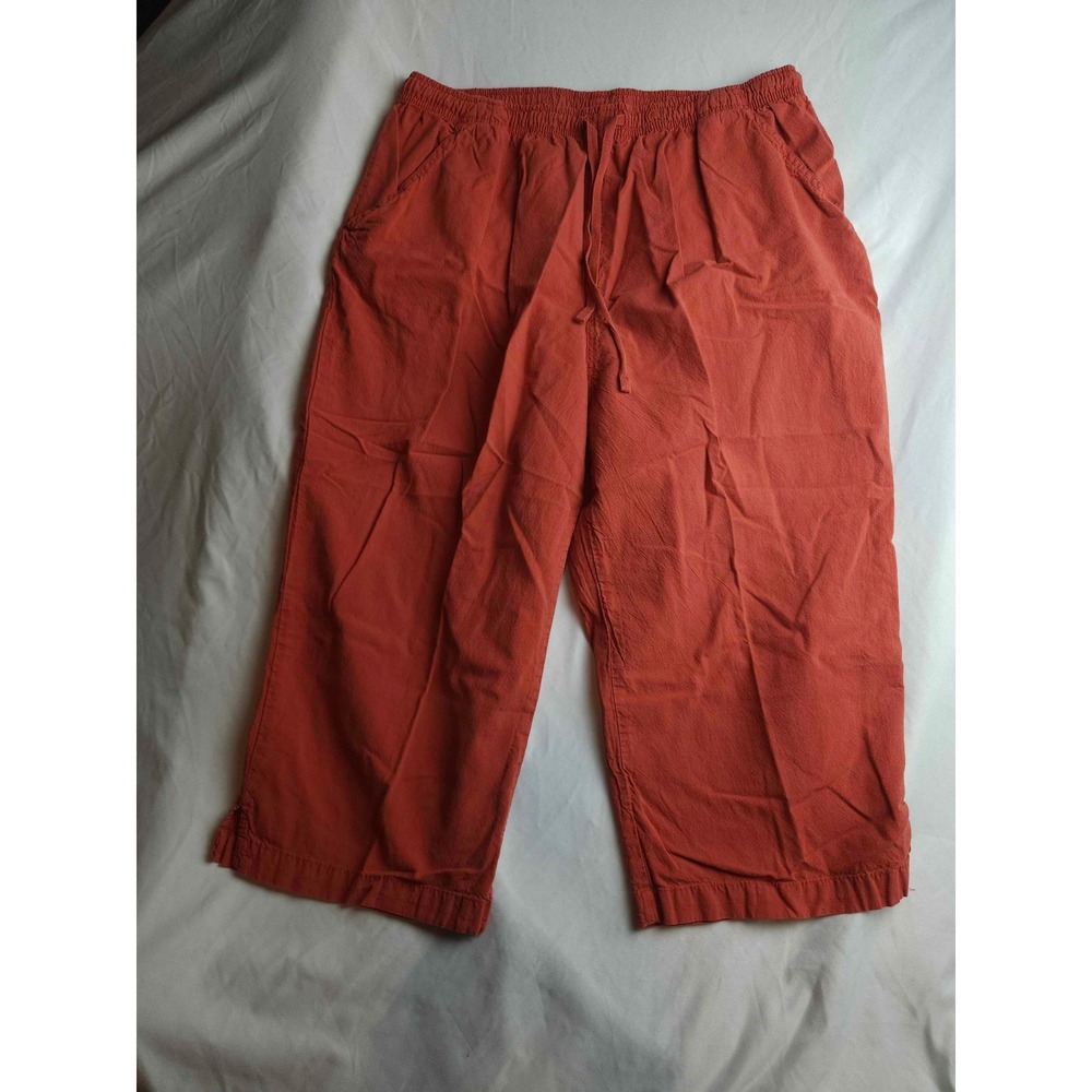 Pappagallo‎ Burnt Orange 100% Cotton Drawstring Crop Pants XL